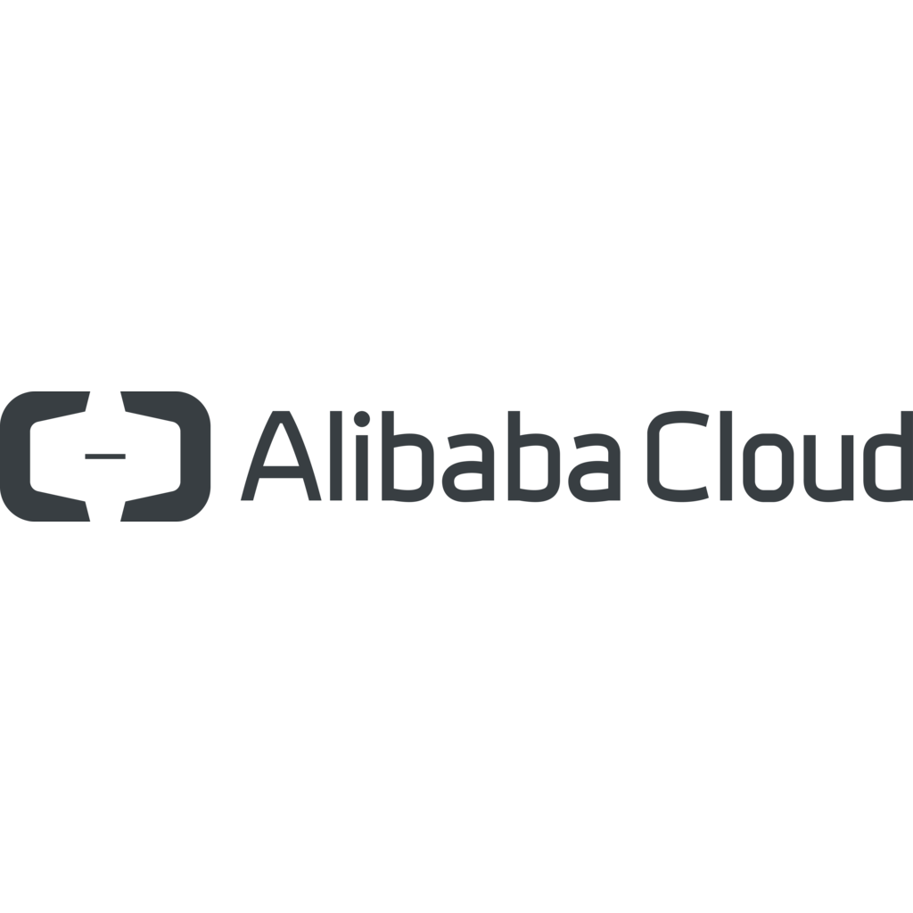 A high-tech server room with Alibaba Cloud logo illuminating, symbolizing the future of cloud computing.